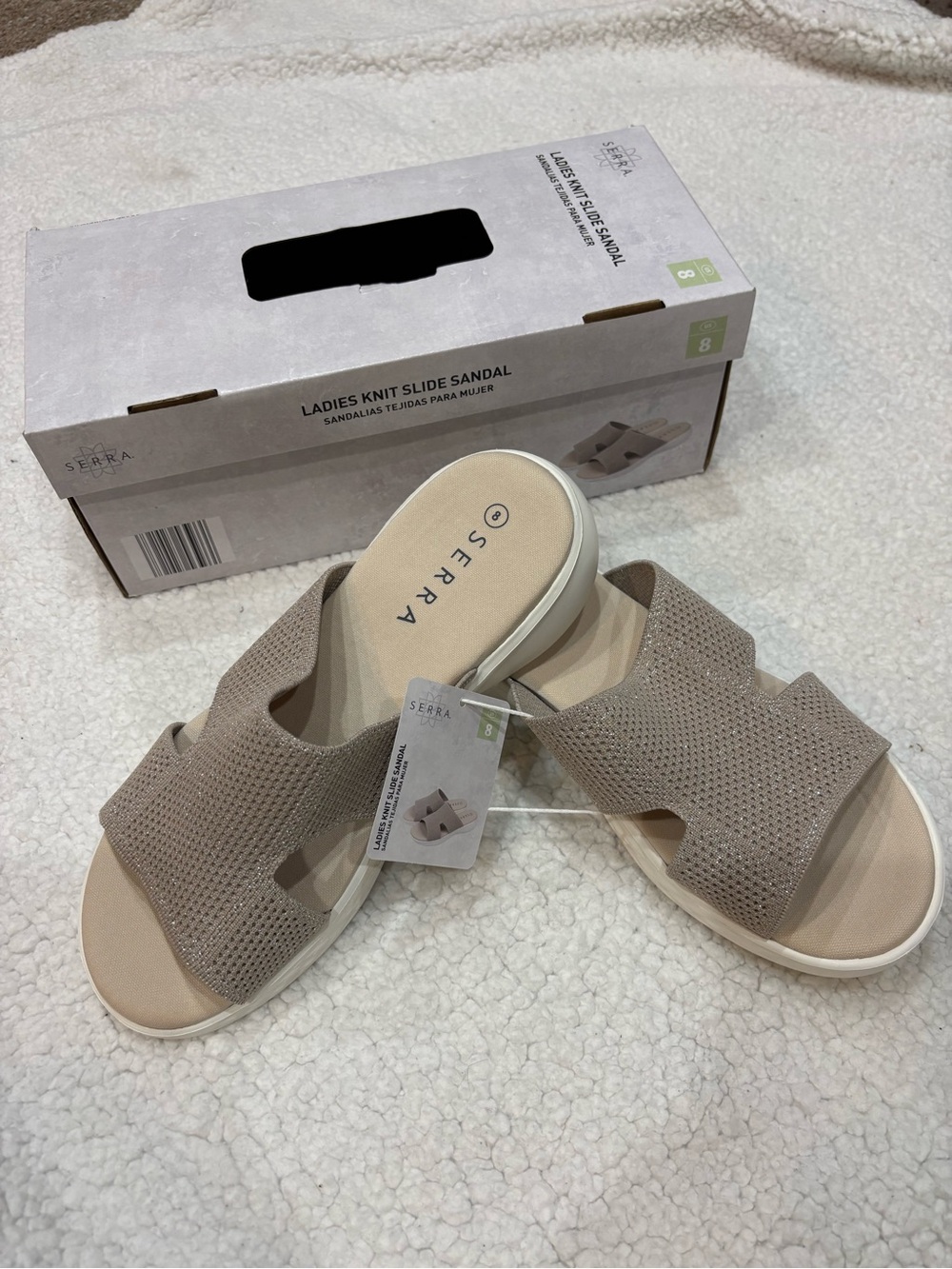 NWT Serra Knit Slide Sandal in Taupe Beige Size 8
